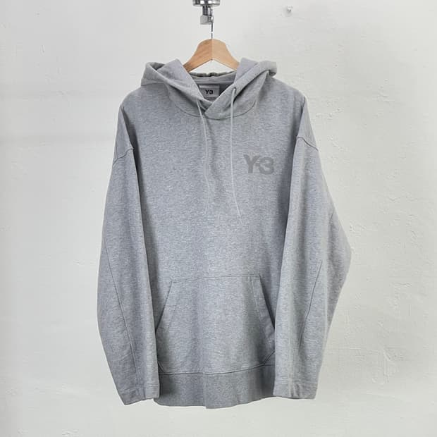 y3 그레이 헤더 클래식 체스트 로고 후디 스웨트 셔츠