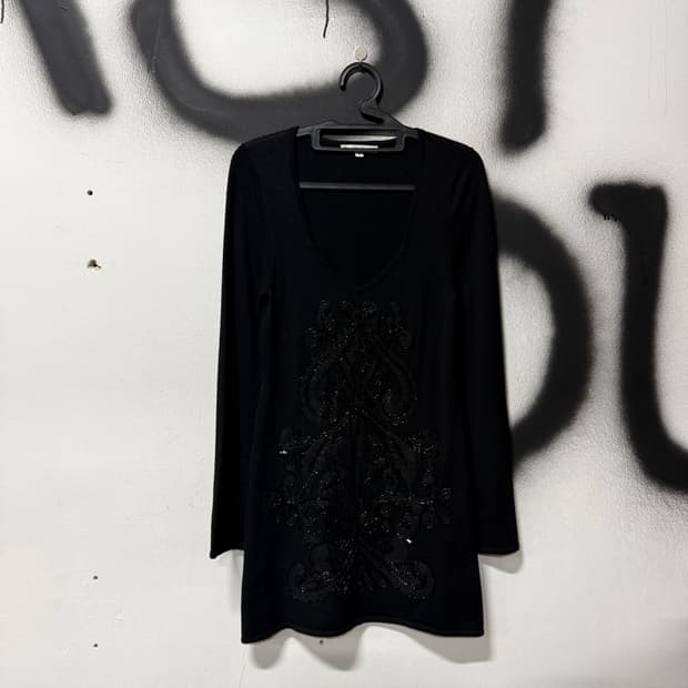 VTG 빈티지 빅 비즈 디테일 롱 니트 롱슬리브