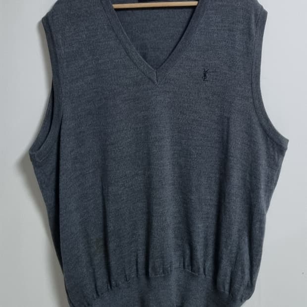 105) 입생로랑 빈티지 그레이 니트조끼