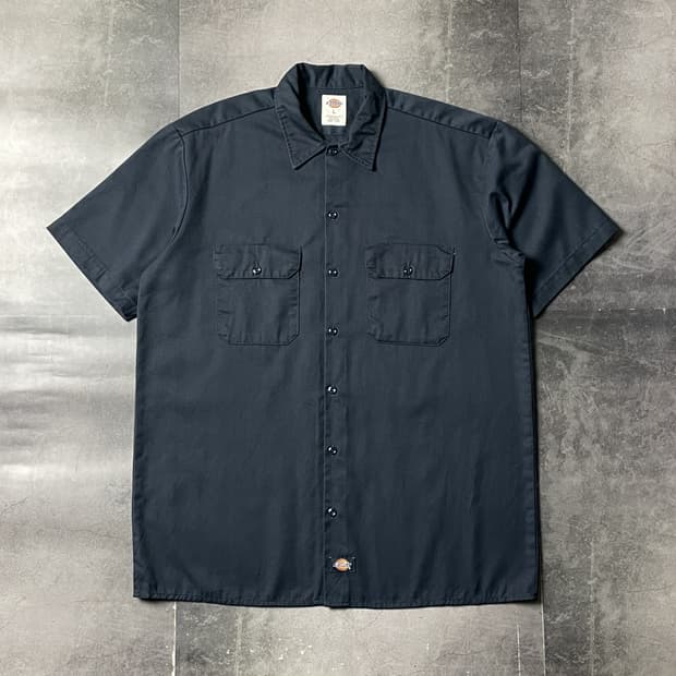 DICKIES 디키즈 빈티지 네이비 플랩포켓 반팔 워크셔츠 A01048