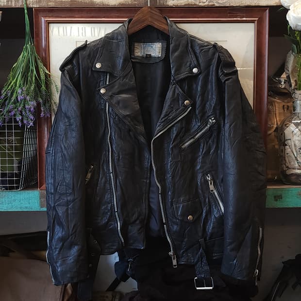 90s 빈티지 가죽자켓 브로큰 바이커 레더자켓 라이더자켓 L