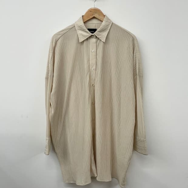 몽돌 MONDOL 21SS 헤링본 플리츠 오버핏 셔츠 원피스 PN9746