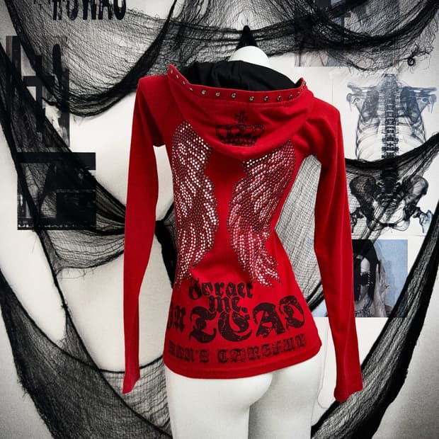 Punk mood beads printing hoodie longslee
