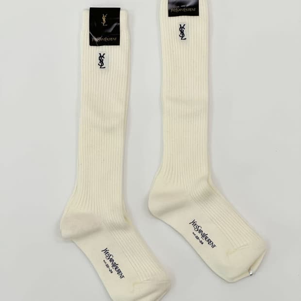 [새상품] YSL / 입생로랑 크림 골지 양말 