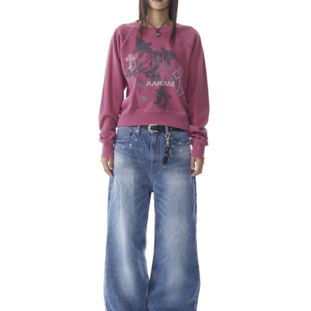 아캄 멀티 스터드 데님 팬츠 블루