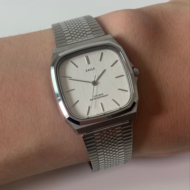 1980s Eagle Silver Square Quartz