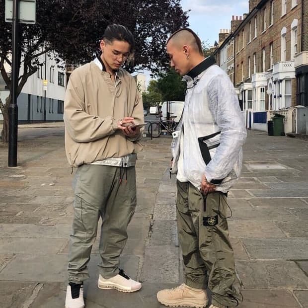 딘 착용 90년도 빈티지 나이키 카키 믹스 베이지 브라운 웜업