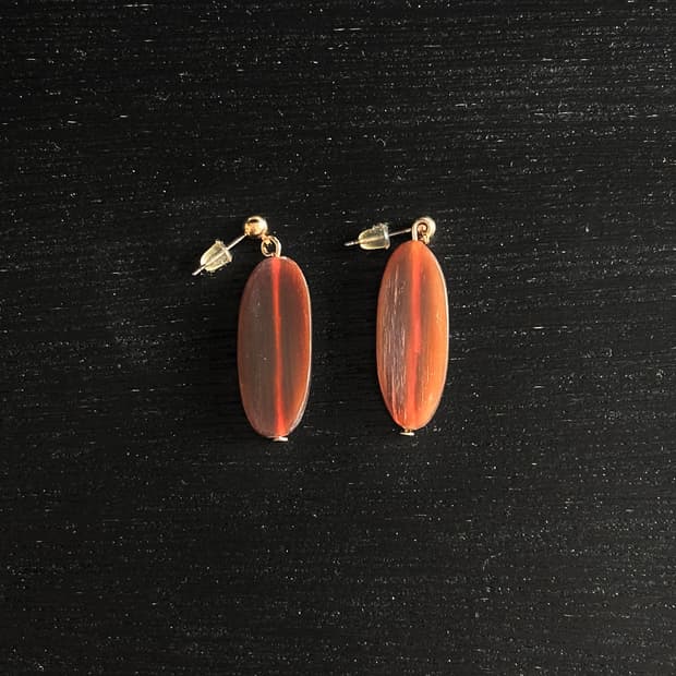 빈티지 클리어브라운 오벌 드롭 이어링