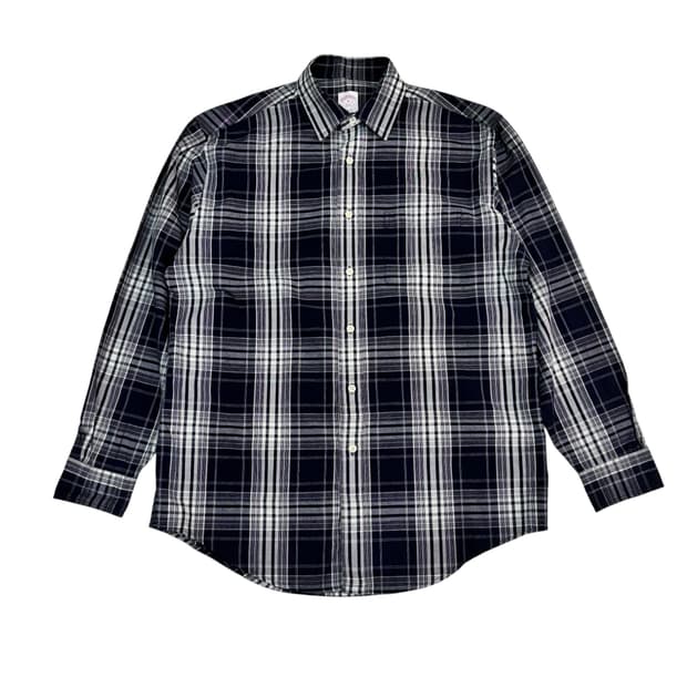 브룩스브라더스 레귤러 핏 네이비 체크 셔츠