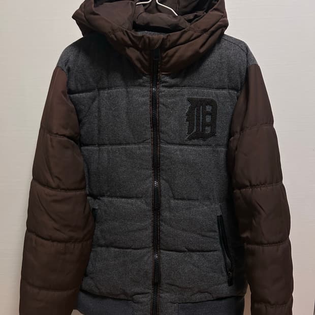 MLB 그레이 브라운 후드 패딩 점퍼 95