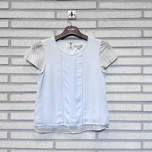 JPN VINTAGE 블라우스 소매 레이스 디테일 스카이 블루