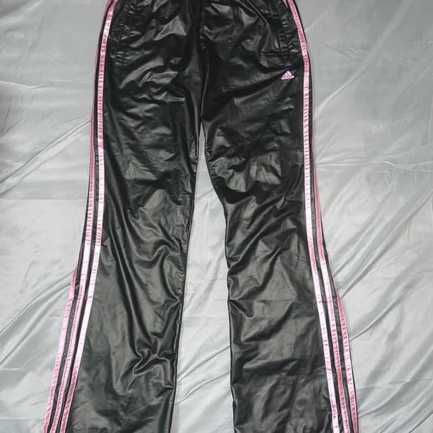✨Adidas✨pink gray glossy track pants y2k