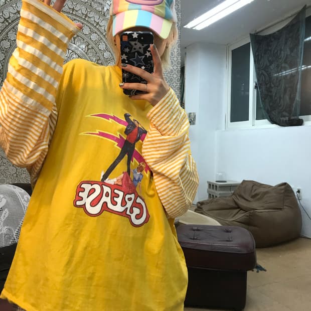 빈티지 레이어드 프린팅 롱슬리브 