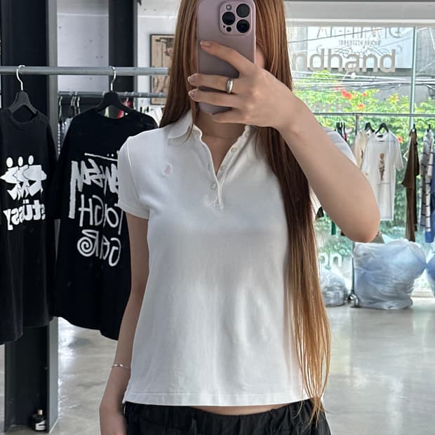 폴로랄프로렌 핑크포니 큐알텍 Pk버튼 반팔티