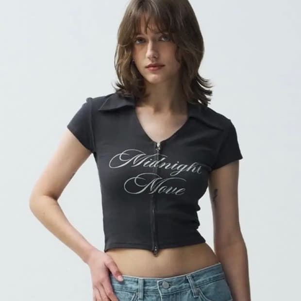 미드나잇무브 kr zip up dark grey 반팔 집업