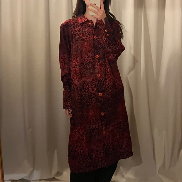 셀린느 레오파드 셔츠 원피스