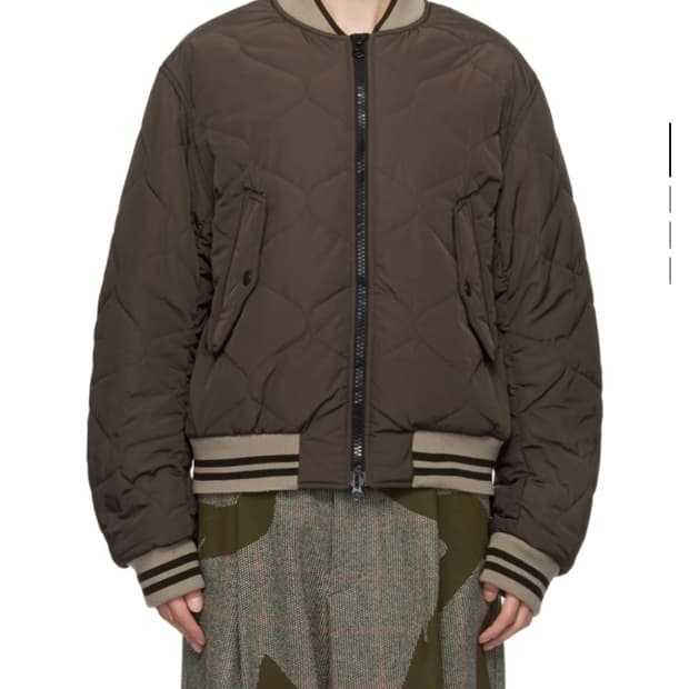 [L] 드리스반노튼 퀄팅 백지퍼 봄버 브라운 새상품