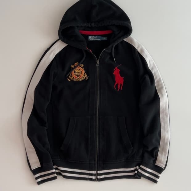 폴로 랄프로렌 빅포니 블랙 후드집업 M