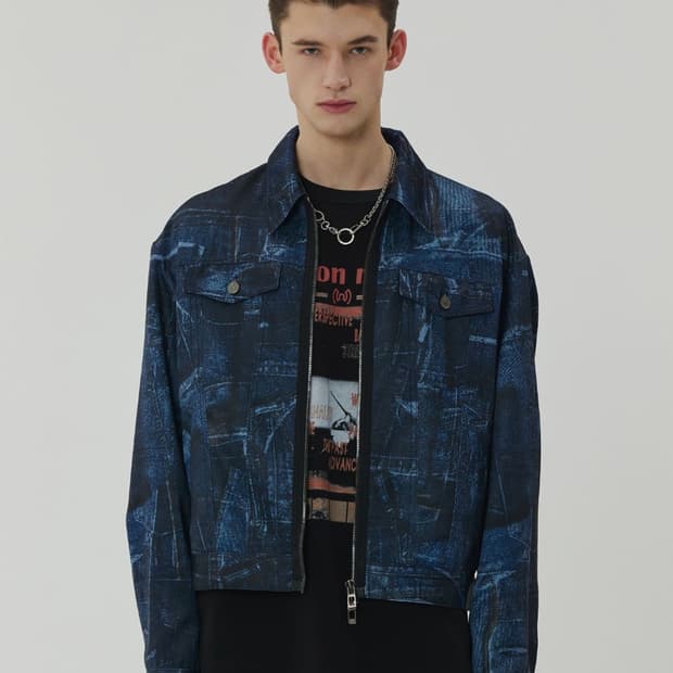 메종미네드 BLUE WAVE DENIM PRINTING JACKET 자켓