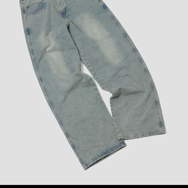 세컨모놀로그 와이드 워싱 데님팬츠