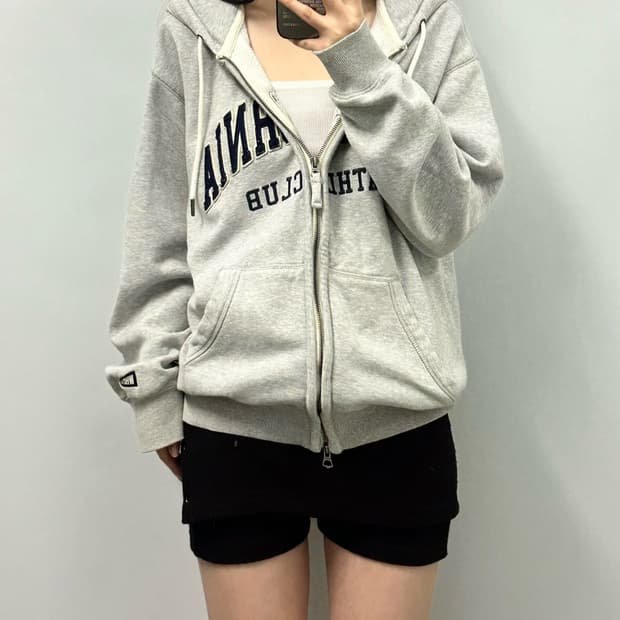 후아유 y2k 와투케 그레이 후드집업