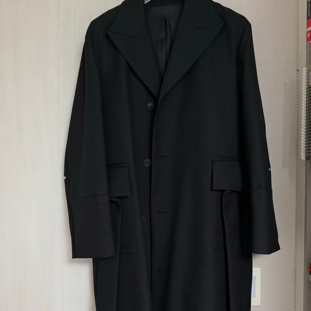 (46) 23ss 우영미 울 벨티드 턴업 코트 블랙