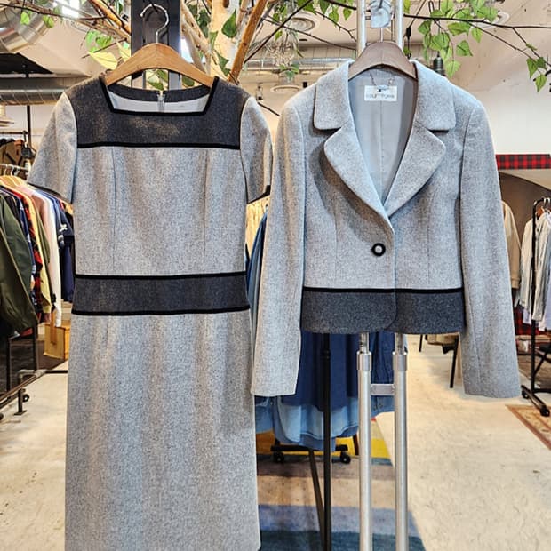 Courreges 꾸레쥬 일본판 울 자켓 + 원피스 셋업