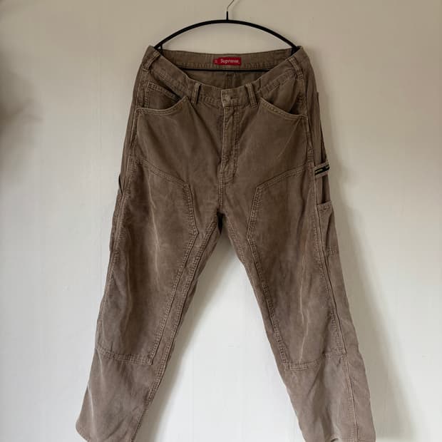 (32) 슈프림 베이지 골덴 더블니 팬츠