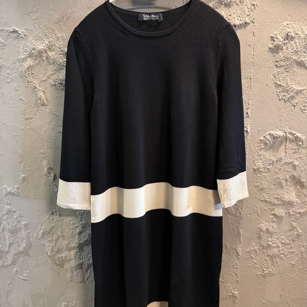 S MaxMara 니트 원피스 블랙 화이트 S 