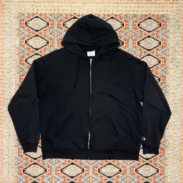 챔피온 블랙 무지 후드집업 남성XL