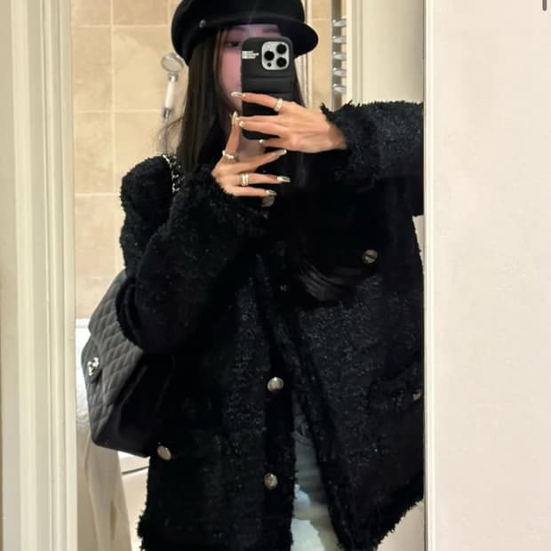 앤틱 롱 트위드 자켓 블랙 Antique Tweed Jacket