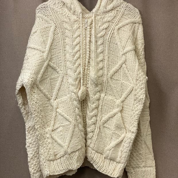 빈티지 헤비 니트 후드 집업 