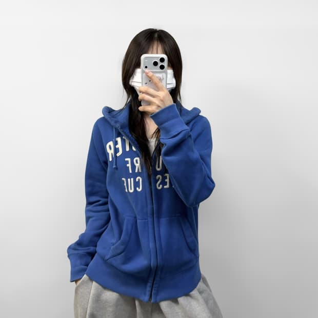 홀리스터 아치 로고 후드집업 블루