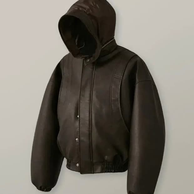 라퍼지스토어 버핑레더 히든 후디드 레더 점퍼 