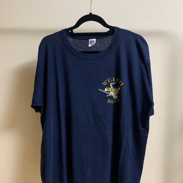 빈티지 8-90s USA 러셀 네이비 반팔티