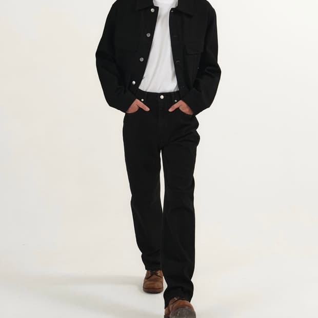 플랙 블랙 데님 팬츠