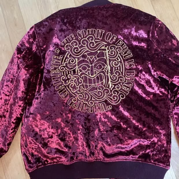 에비수 벨루어 엠브로이드 자켓 블루종