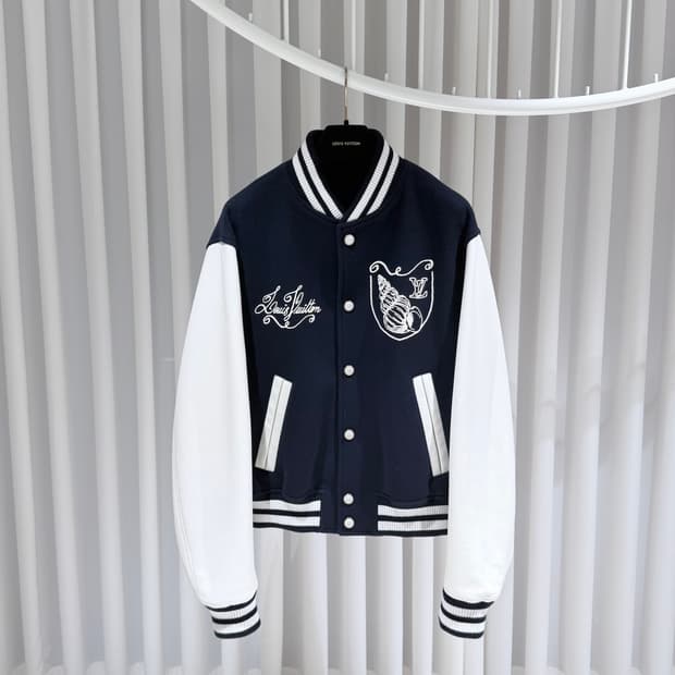(S+ / 52) / 루이비통 카프스킨 네이비 블루 바시티 자켓
