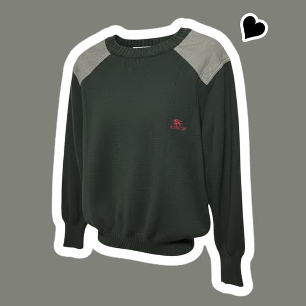 정품 버버리 딥그린 코만도 패치 니트