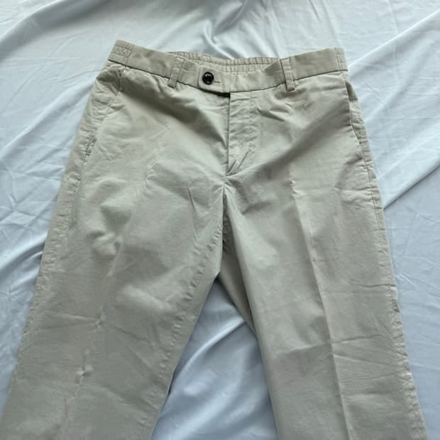 앤드지 베이지 면 슬랙스