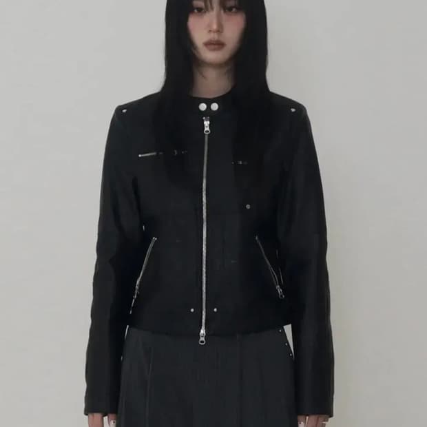 에트오소메 리벳 바이커 레더 자켓