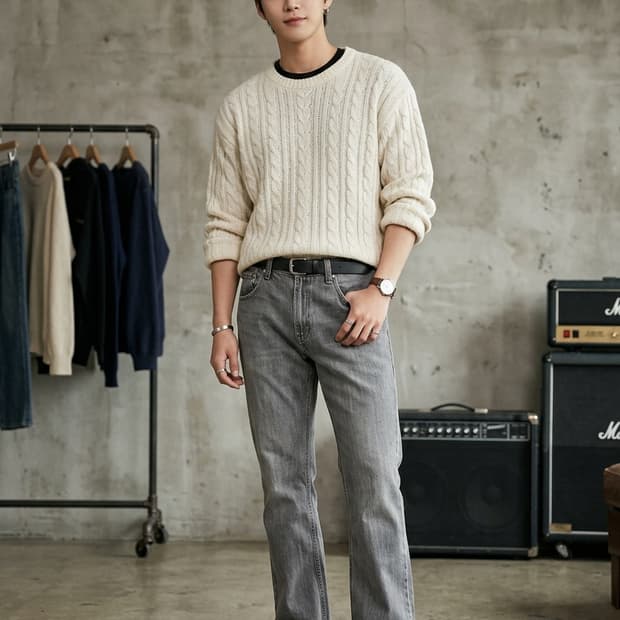 리바이스(Levi's) 527 로우 부츠컷 그레이 데님 팬츠