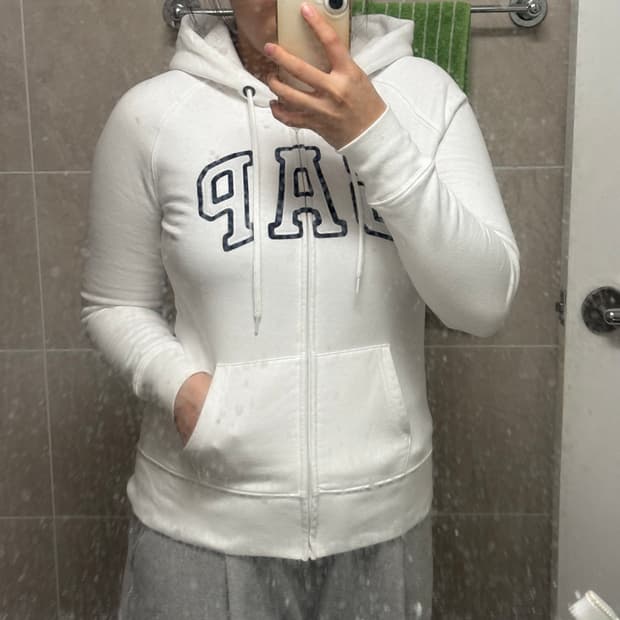 GAP 생화이트 딱붙 후드집업 s(상태 최상)