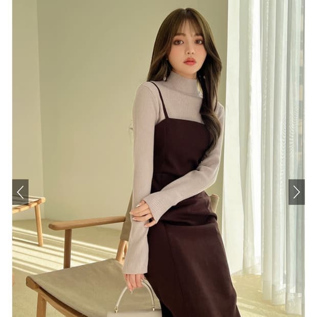 GRL 그레일 머메이드 스커트 캐미솔 원피스 S 브라운 스나계