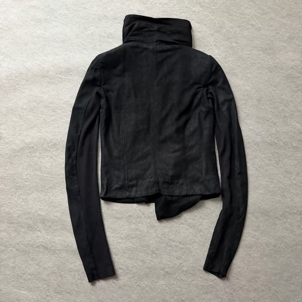 릭오웬스 하이넥 램스킨 자켓