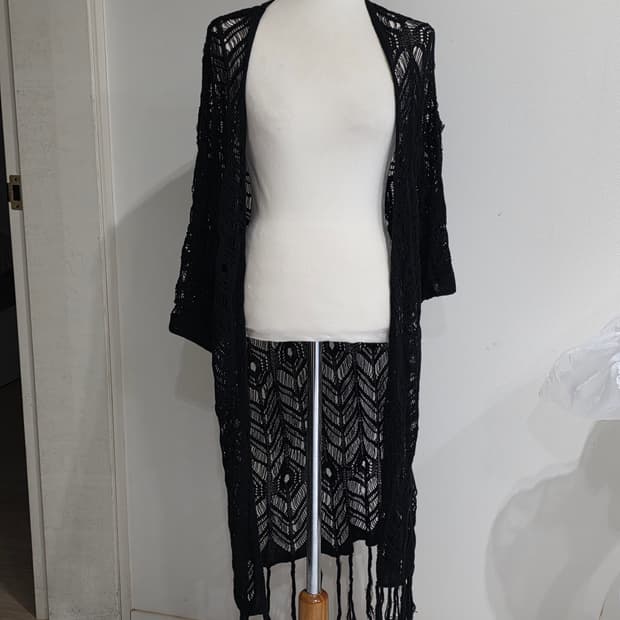 H&M 빈티지)블랙 니트짜임 여름 동남아휴양지 로맨틱 롱가디건