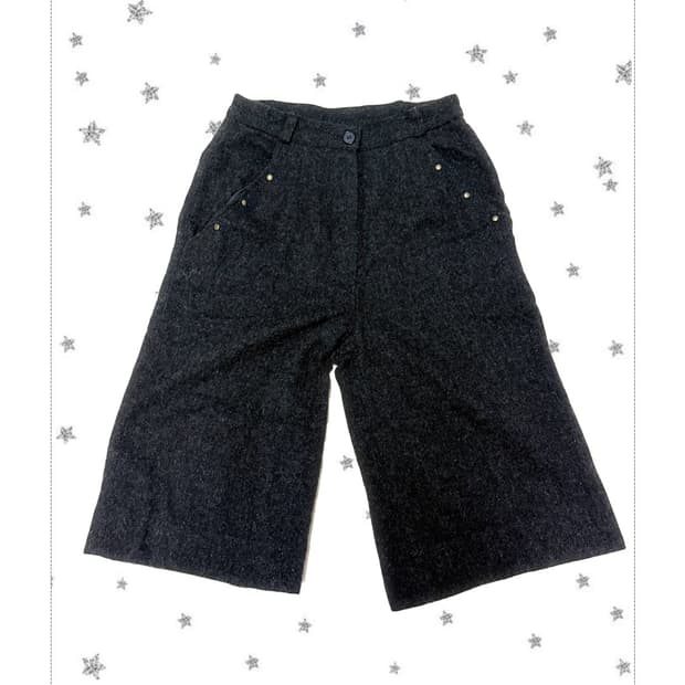 스터드 모직 미디 팬츠