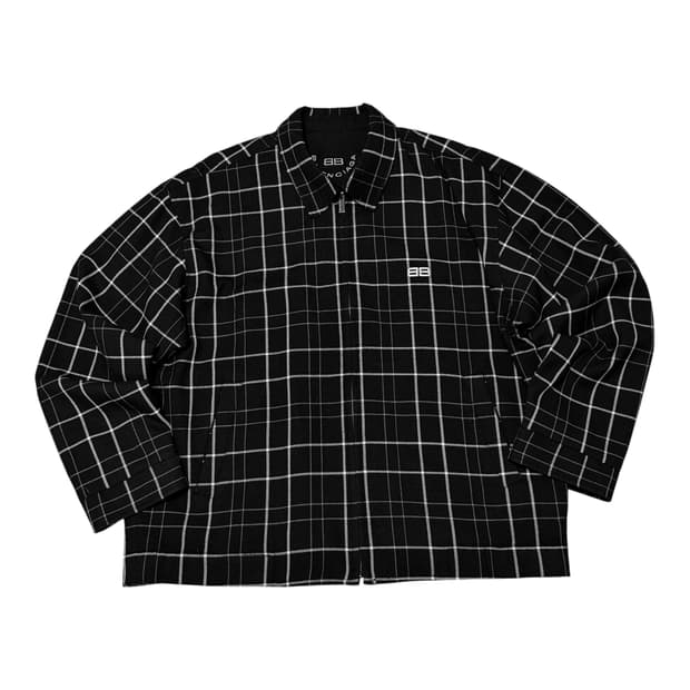 발렌시아가 90s 체크 패턴 블루종 자켓