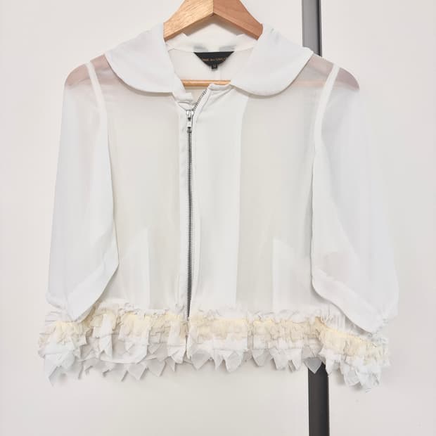 Comme des garcons 화이트 러플 블라우스 m