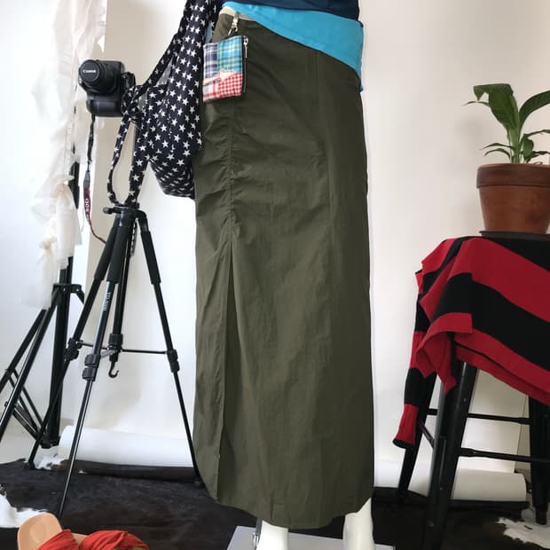 LAYER ON AFTERNOON Olive Nylon Shirring 